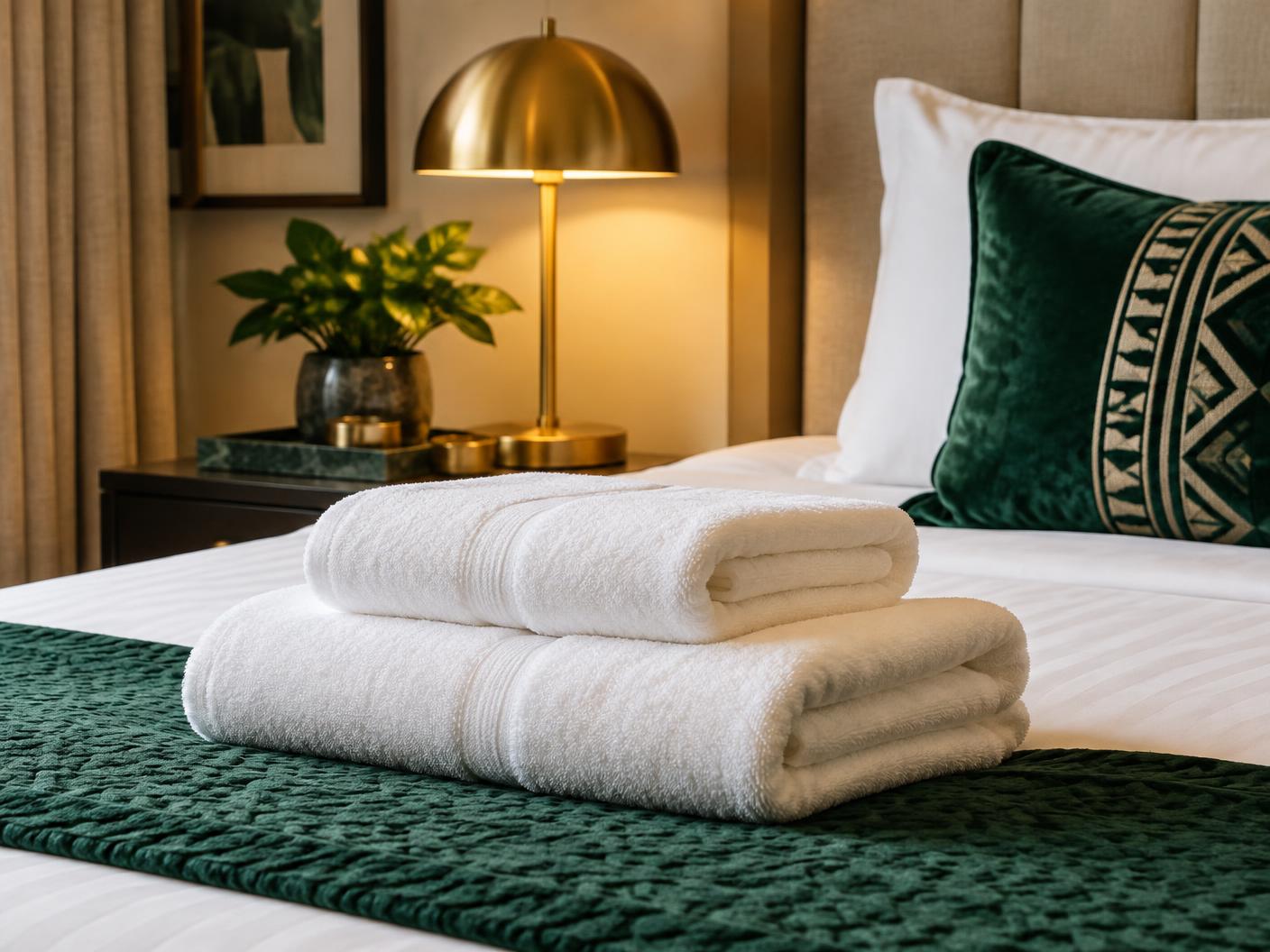 Fresh towels arranged in a welcoming guest room